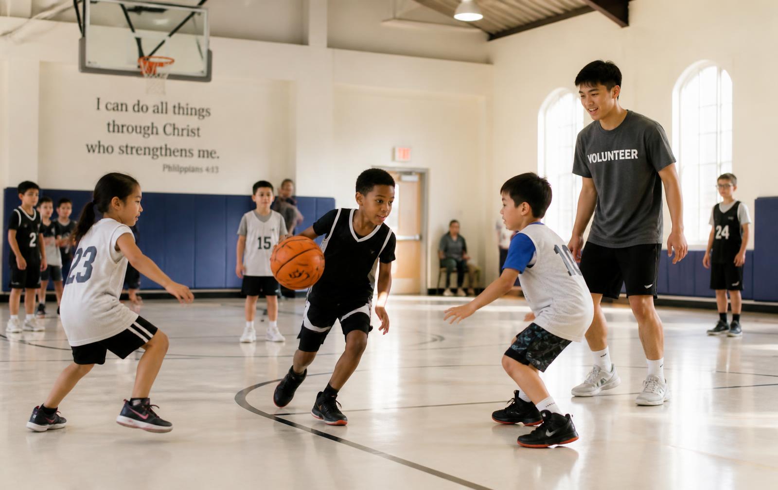 Youth basketball in the proposed gymnasium