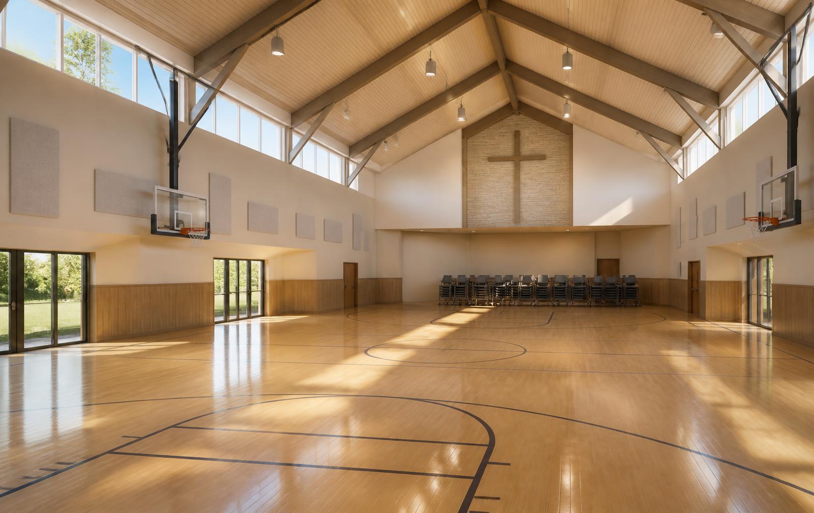 Rendering of the proposed gymnasium interior