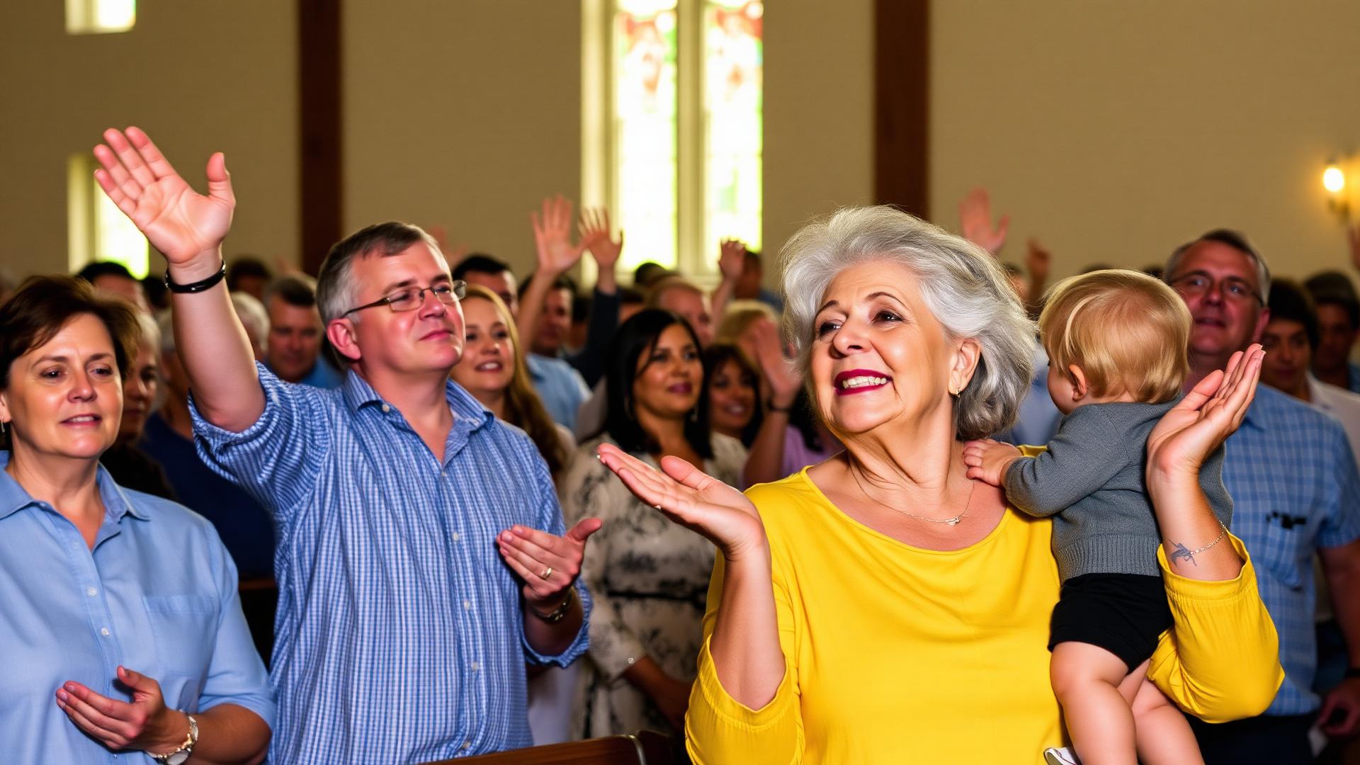 Congregation worshiping together